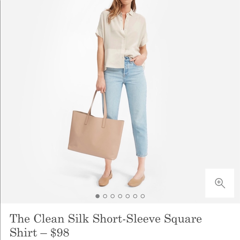NWT Everlane Clean Silk Short-Sleeve Square Shirt